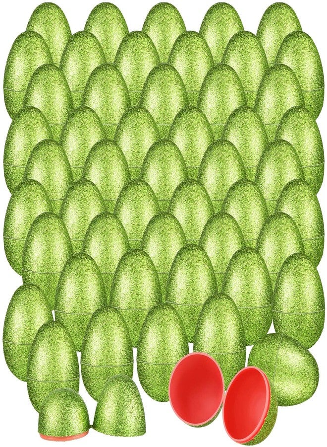 Simgoing 24 Pcs Glitter Easter Eggs Plastic Easter Fillable Hinged Eggs Bulk 2.3 Inch for Hunt Basket Stuffer Surprise Award Prize Party Favor Treats Gifts(Green) - Image 1